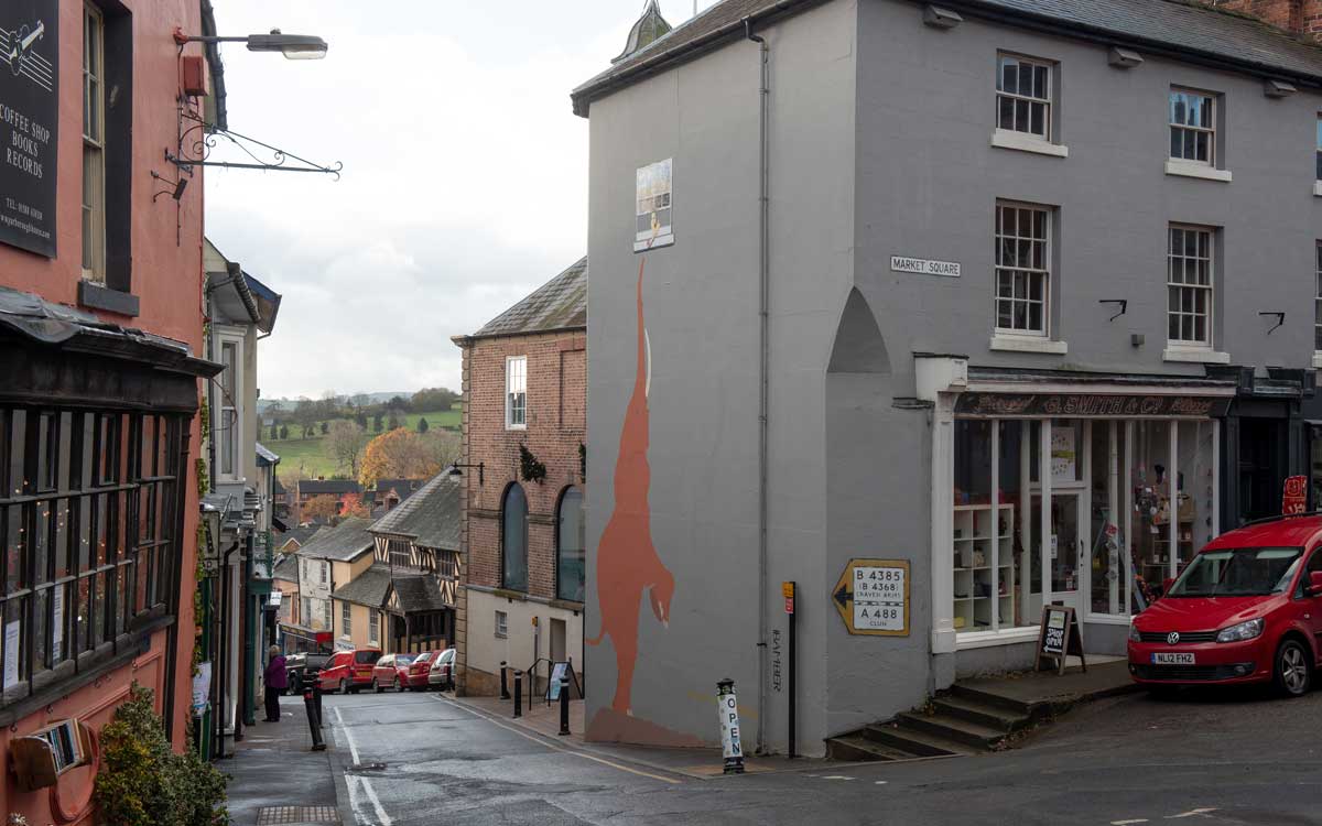 Elephant Mural on the High Street in Bishops Castle Town Centre