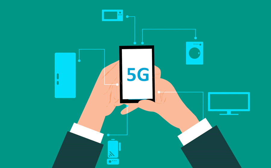 Illustration of a 5G enabled mobile phone