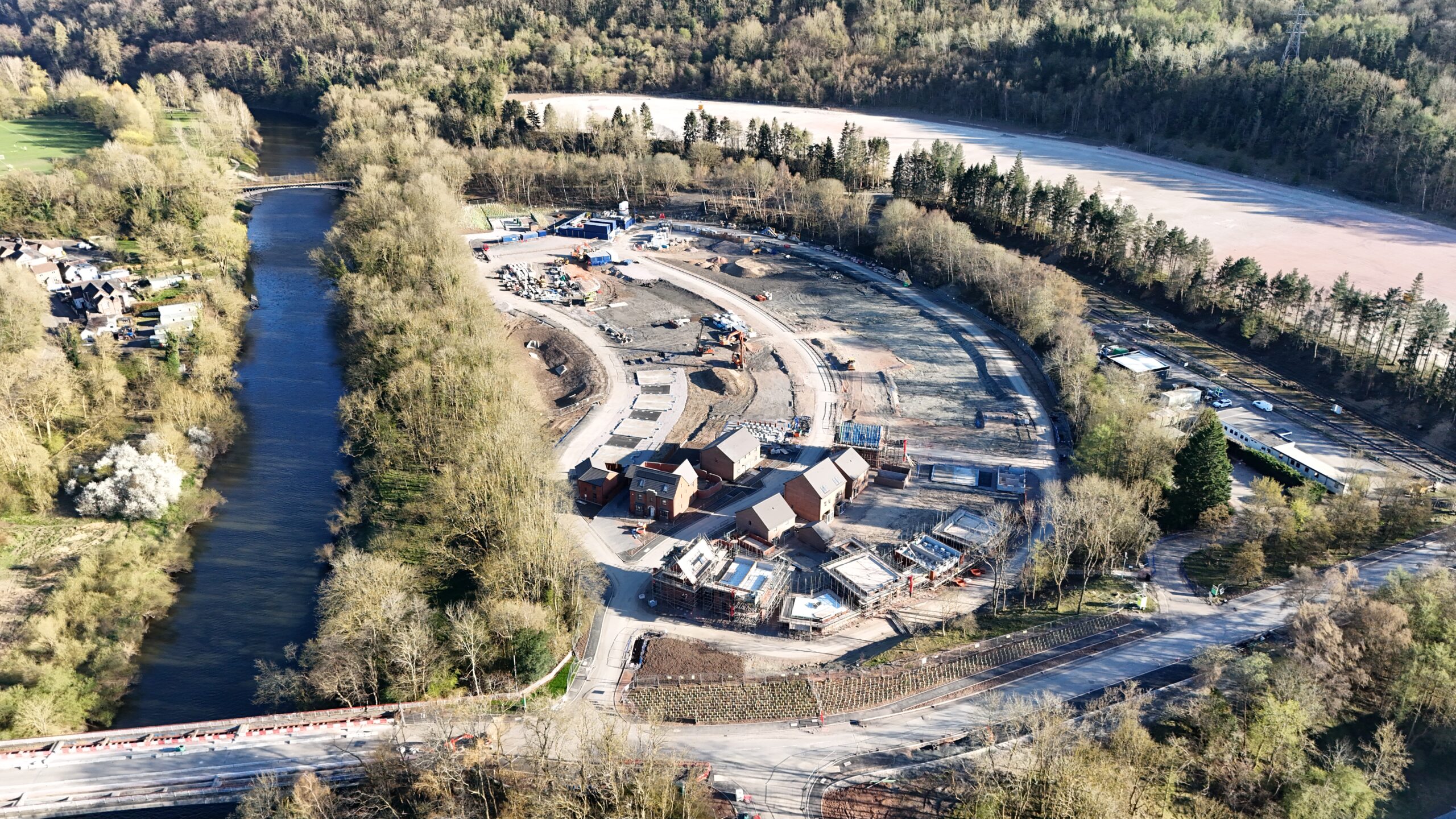 Sunlit Aerial View of Ironbridge