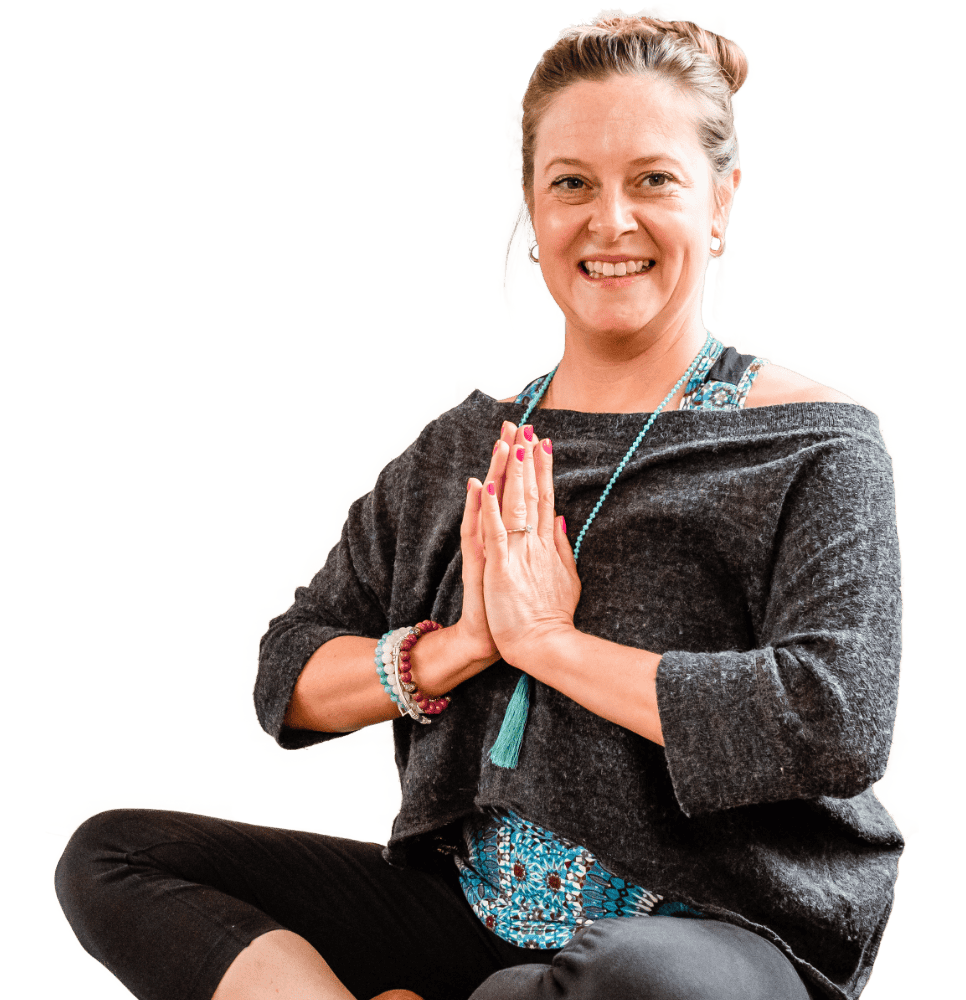 Business founder in a yoga pose
